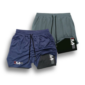 KIT 2 SHORTS DE COMPRESSÃO 2 EM 1 PRO FIT  [PAGUE 01 LEVE 02]