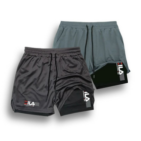 KIT 2 SHORTS DE COMPRESSÃO 2 EM 1 PRO FIT  [PAGUE 01 LEVE 02]